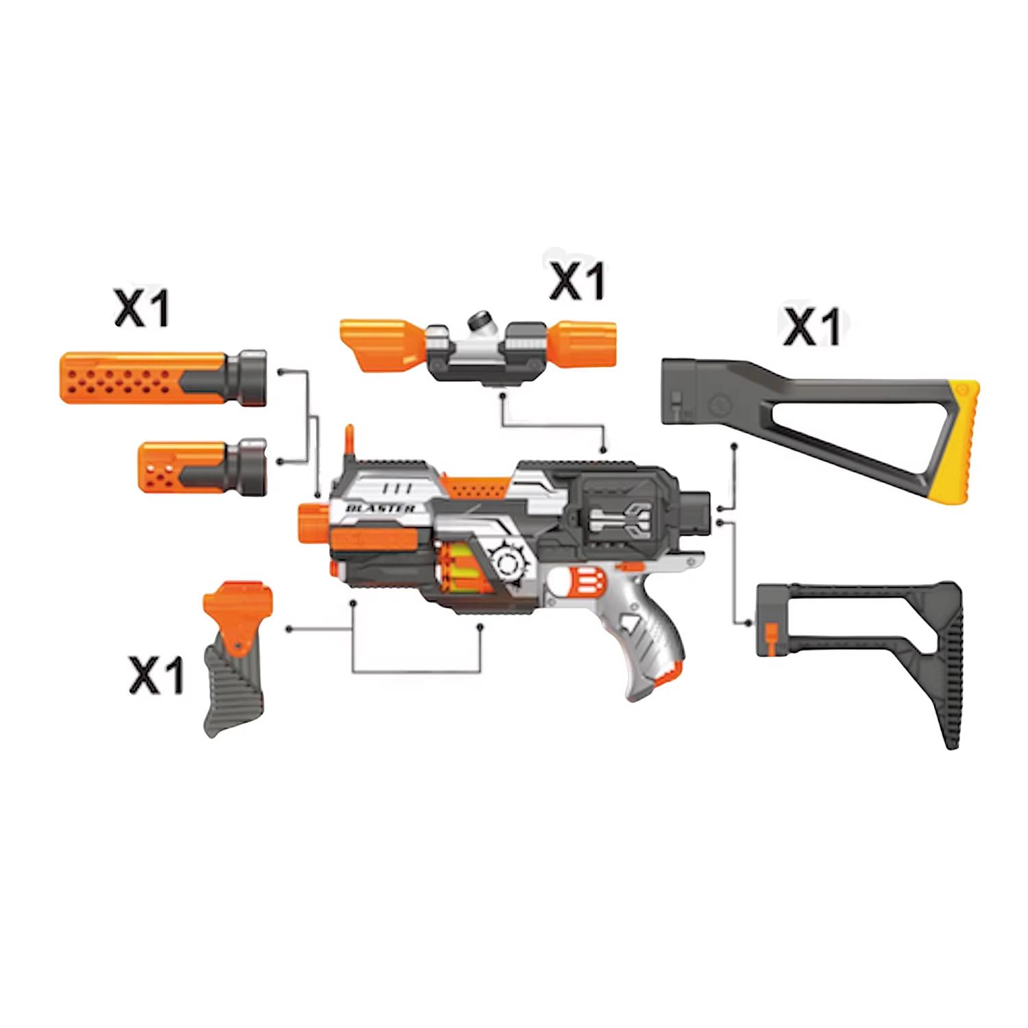 Бластер игровой с мягкими шарами 6 аксессуаров 30 патронов - фото 3 Бластер игровой с мягкими шарами 6 аксессуаров 30 патронов - фото 3