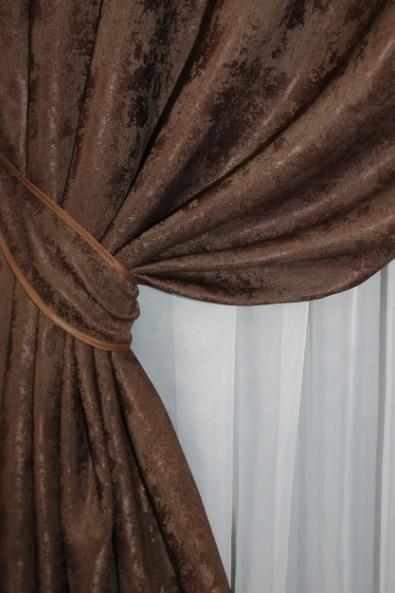 Шторы на люверсах SULTAN YL жаккард 1,5х2,5 м 2 шт. Шоколадный (1202ш) - фото 2 Шторы на люверсах SULTAN YL жаккард 1,5х2,5 м 2 шт. Шоколадный (1202ш) - фото 2