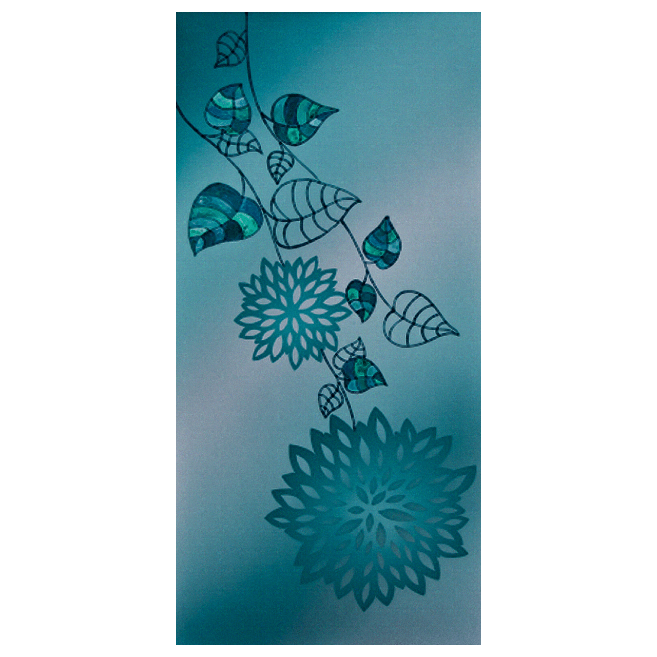 Металлокерамический обогреватель дизайнерский Uden-S-700 Голубой лотос со шнуром до 14 м2 978х475 мм (25748075)