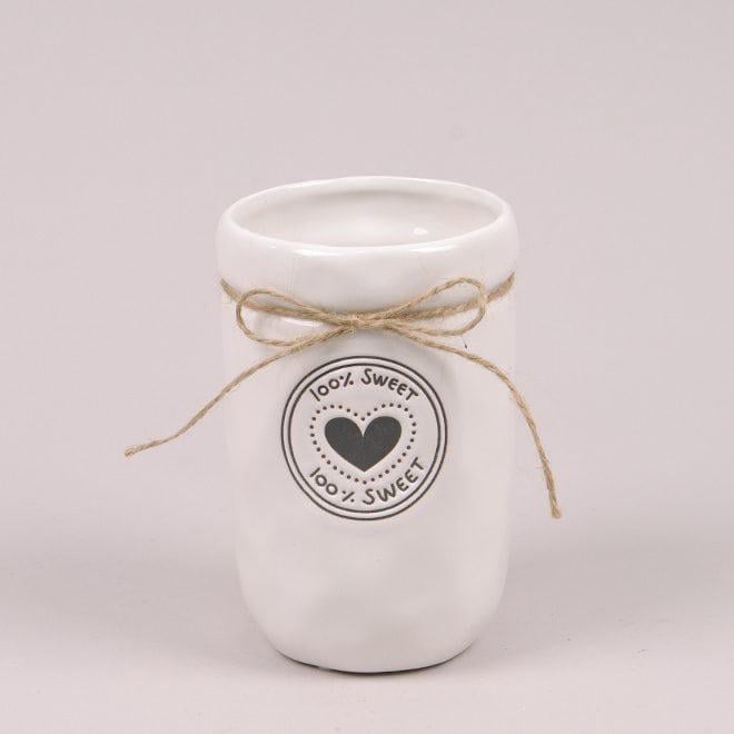 Ваза керамическая Flora "100% SWEET" 15 см Белый (36457)