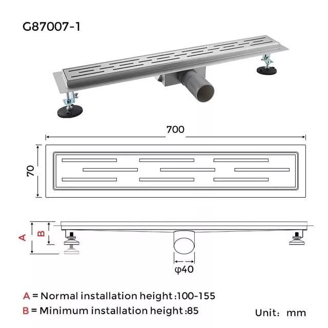 Трап душовий Gappo G87007-1 70х700 мм (1037684) - фото 2