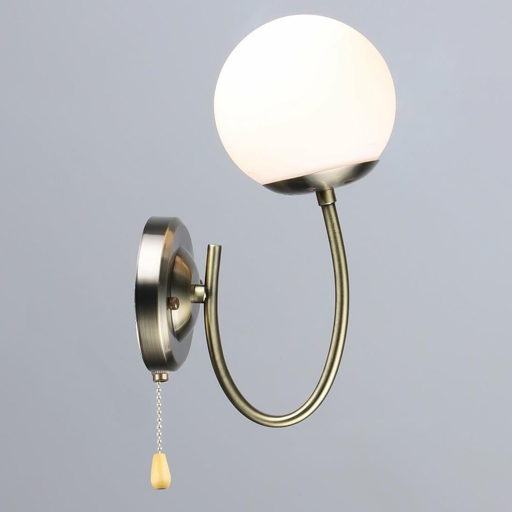 Светильник настенный Бра шар Light House SRS-20636/1W AB бронза плафон Белый Светильник настенный Бра шар Light House SRS-20636/1W AB бронза плафон Белый