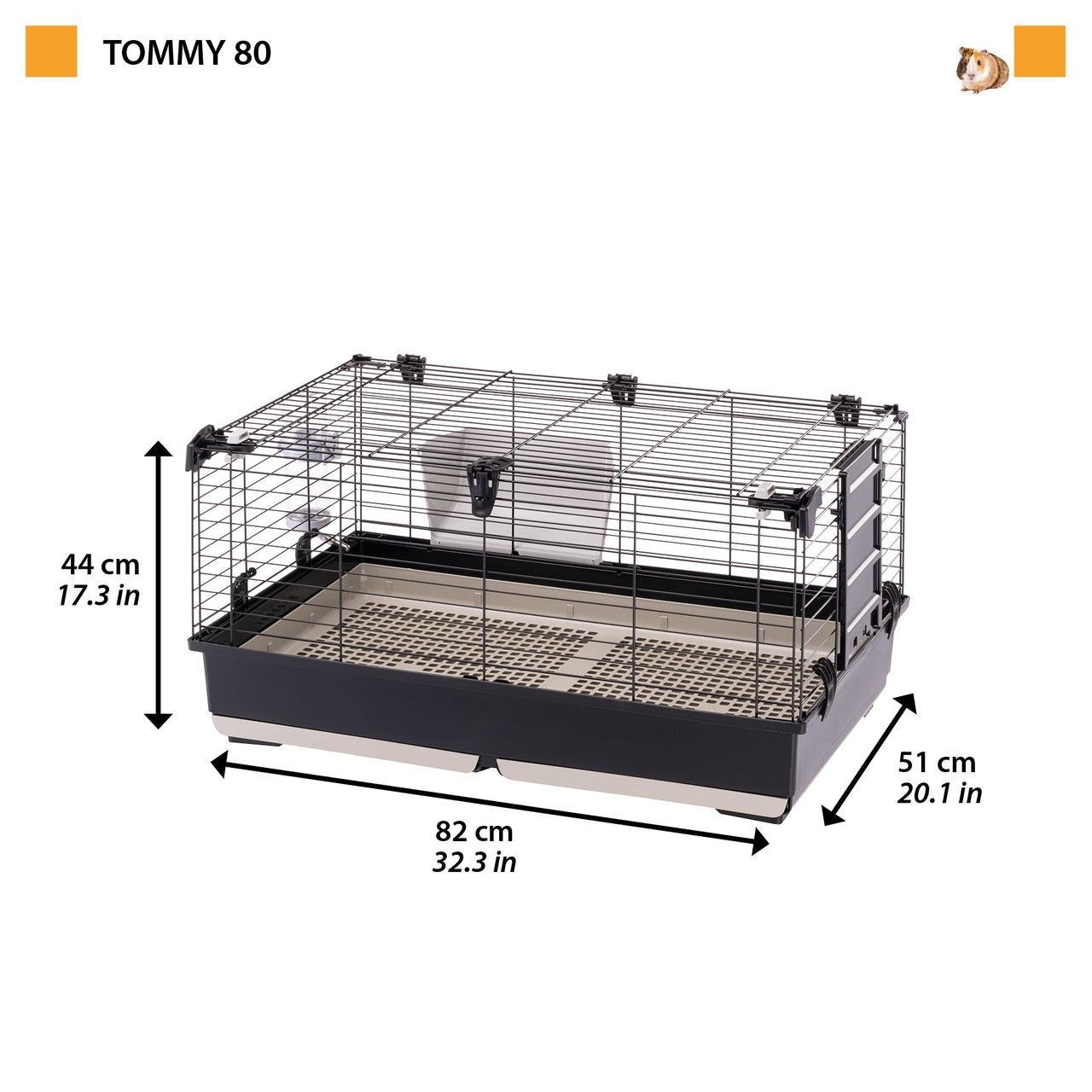 Клетка для кроликов и морских свинок с гигиенической решеткой и аксессуарами TOMMY 82x51xh 44 см (A-037752) - фото 4 Клетка для кроликов и морских свинок с гигиенической решеткой и аксессуарами TOMMY 82x51xh 44 см (A-037752) - фото 4
