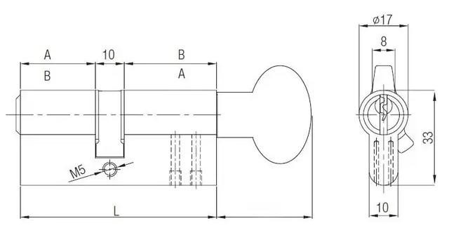 Циліндр Kale 164SMC 100 мм 5 ключів з вертушкою на довгій стороні Нікель - фото 3 Циліндр Kale 164SMC 100 мм 5 ключів з вертушкою на довгій стороні Нікель - фото 3