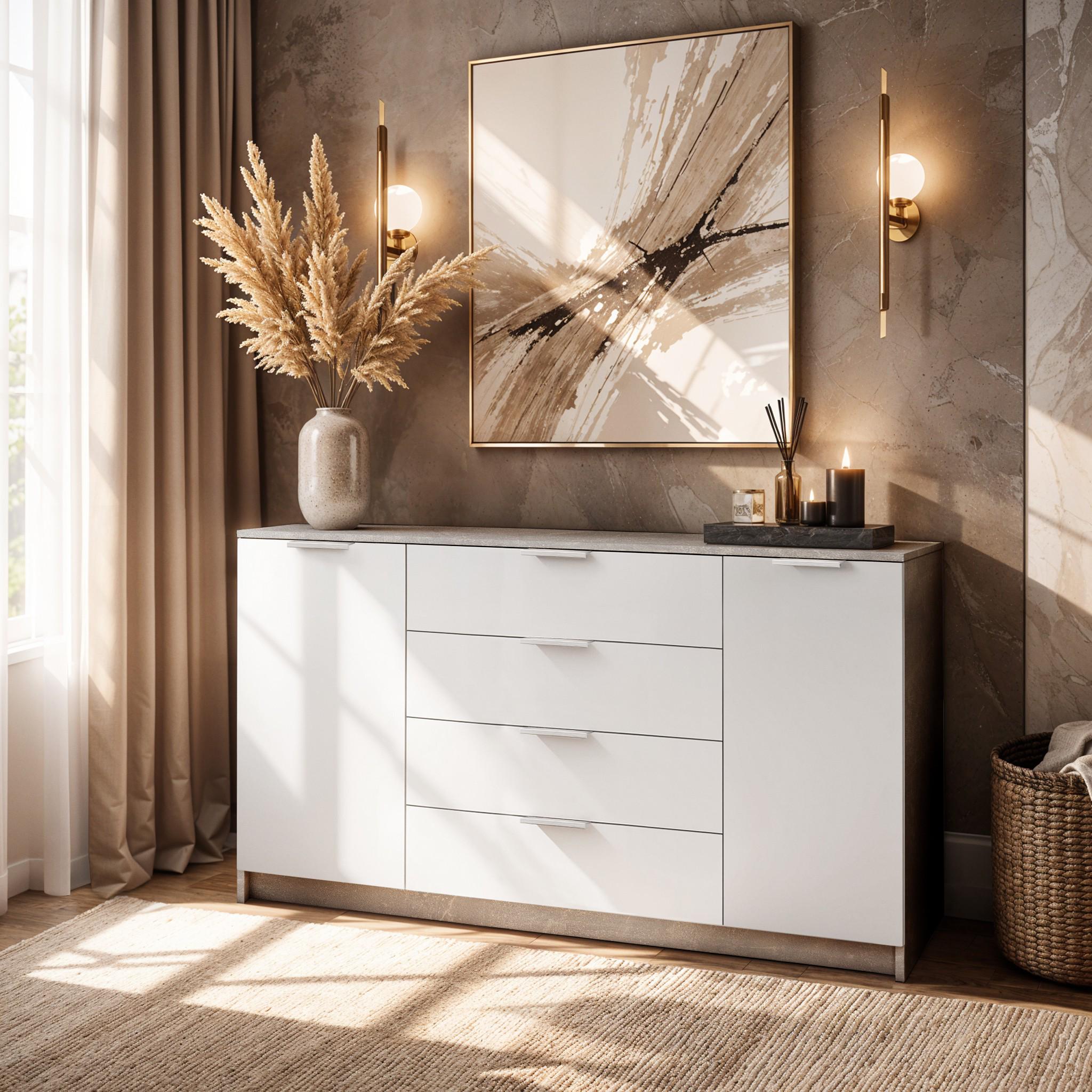 Комод Standart 4+2 1250х350х810 мм Бетон/Белый Комод Standart 4+2 1250х350х810 мм Бетон/Белый