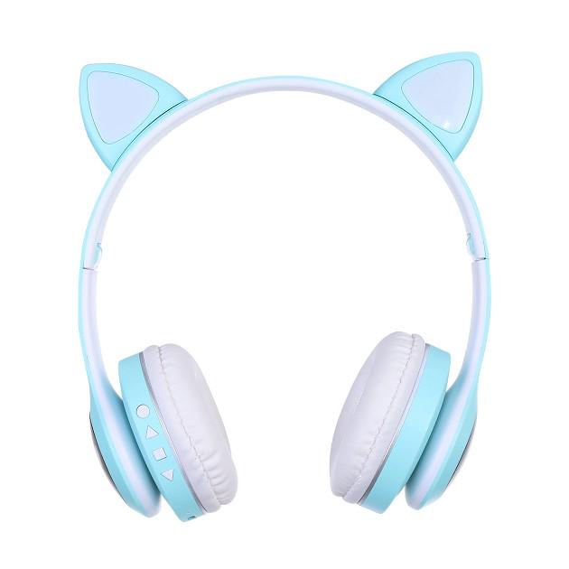 Наушники беспроводные Cat Ear VZV-23M Bluetooth с RGB подсветкой и кошачьими ушками Бирюзовый - фото 3