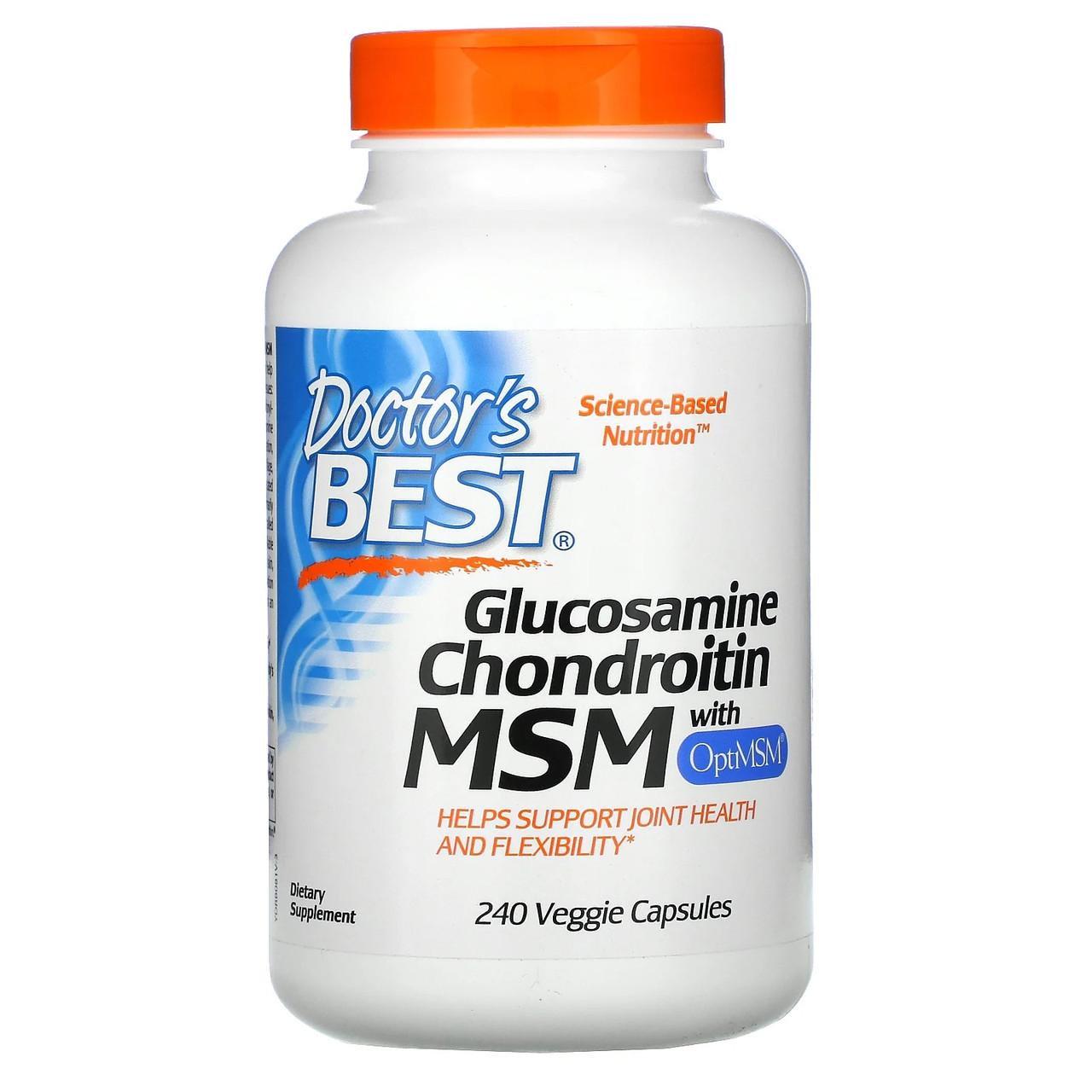 Глюкозамін хондроїтин МСМ Doctor's Best Glucosamine Chondroitin MSM для суглобів і зв'язок 240 капс.