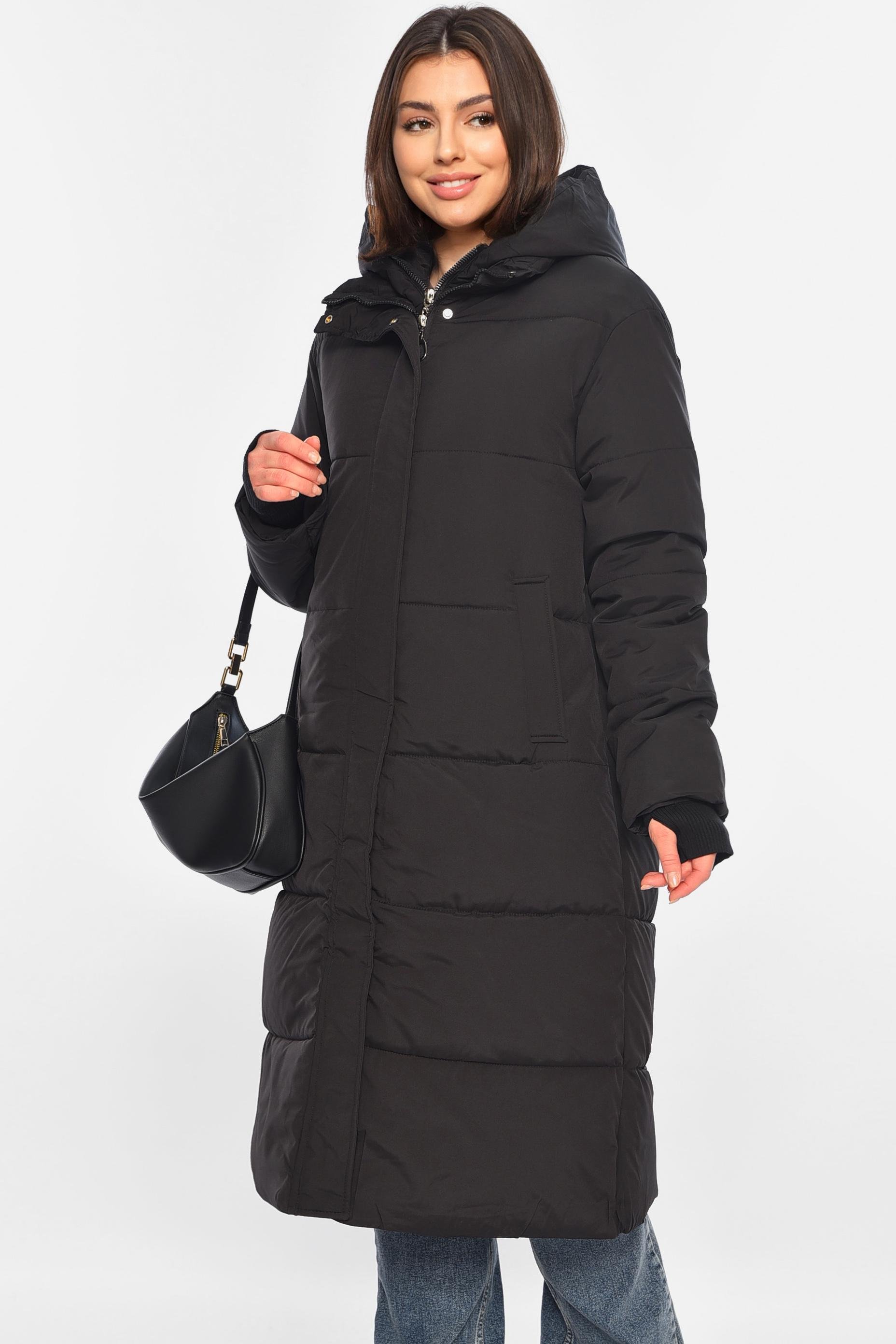 Куртка жіноча подовжена зима 2XL Чорний (196304)