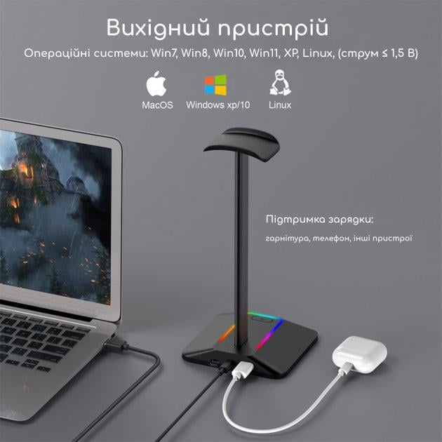 Подставка для геймерских наушников RGB New Bee NB-Z8 Black (11345518) - фото 12