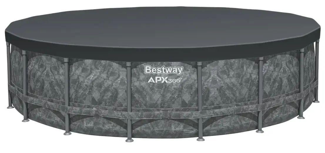 Бассейн каркасный Bestway круглый с фильтр-насосом/лестницей/тентом 549х132 см 26 000 л (561KC) Серый - фото 3