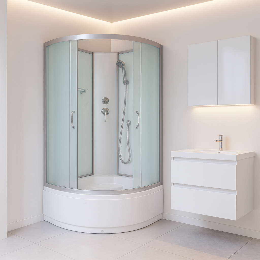 Душовий бокс KO&PO 6021 без даху на глибокому піддоні сатин скло матове 80х80х195 см (C10103)