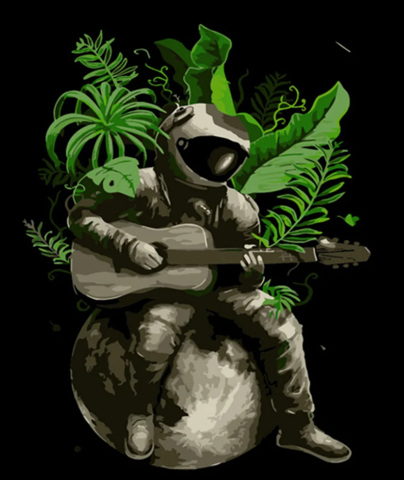 Картина по номерам Strateg Космонавт с гитарой 40x50 см (DY308)