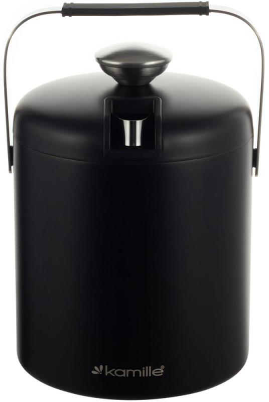 Відро Kamille для льоду з кришкою та краплізбірником 1300 мл Black - фото 2 Відро Kamille для льоду з кришкою та краплізбірником 1300 мл Black - фото 2