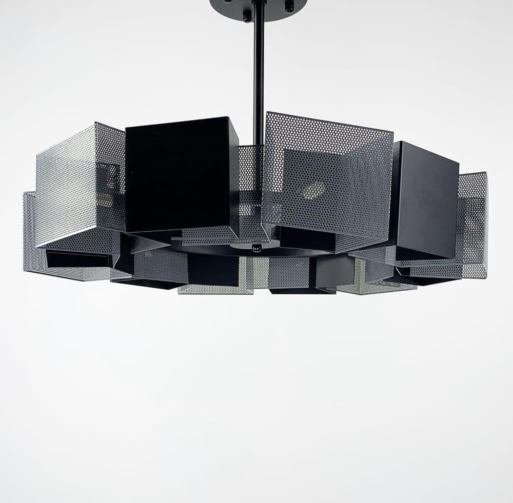 Элегантная люстра с перфорированными кубическими элементами Ø 60 см Черный (DE5C-600)