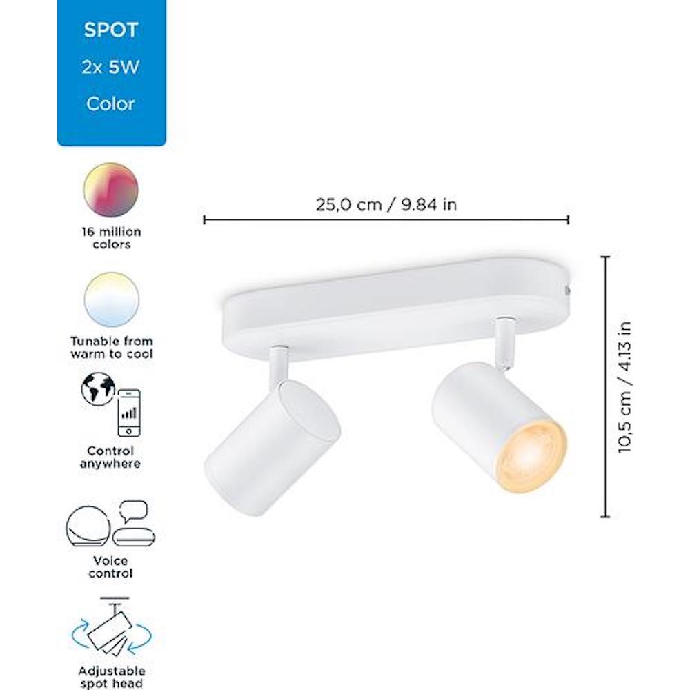 Умный светильник WiZ IMAGEO Spots накладной 2х5W 2200-6500K RGB Wi-Fi Белый (929002658801) - фото 3