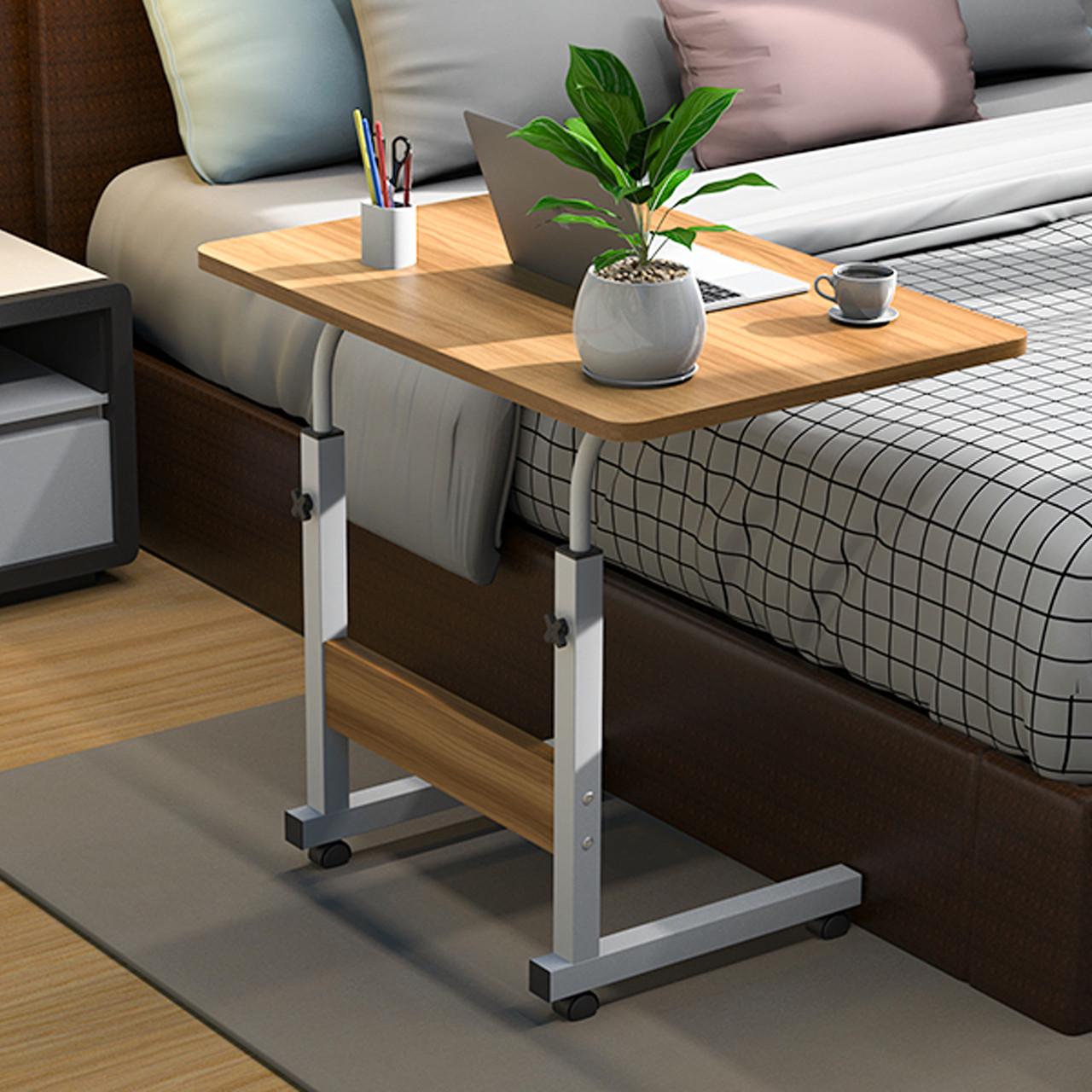 Стол для ноутбука на колесах с регулировкой высоты 60х40 см, Прикроватный компьютерный (RC-K-0650)