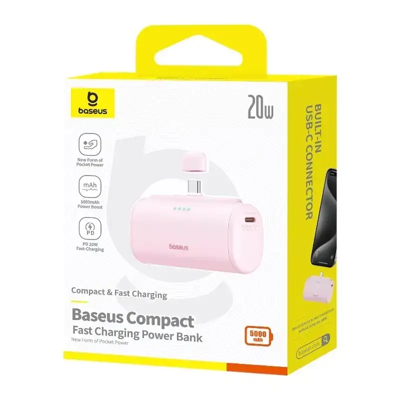 Батарея портативная BASEUS Compact Fast Charging Type-C Edition P10068306413-00 5000 mAh 20W Pink - фото 6