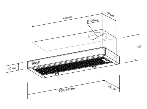 Вытяжка кухонная ProfitM телескоп Мистраль 60 см 550 м3 Черный - фото 14
