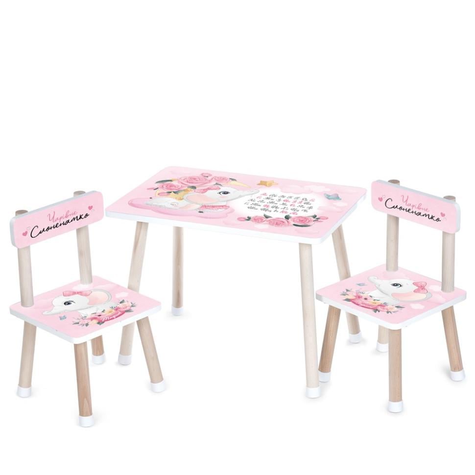 Детский стол с двумя стульями Bambi комбинированный 60х40х44,5 см Розовый (KL-154-R-72)