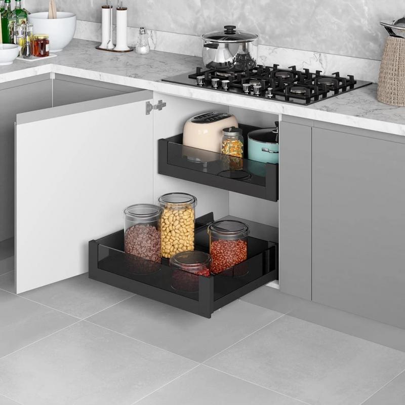 Корзина Starax с тандемом Blum полный выдвиг 600 мм Антрацит (S-2336-P-A) - фото 2