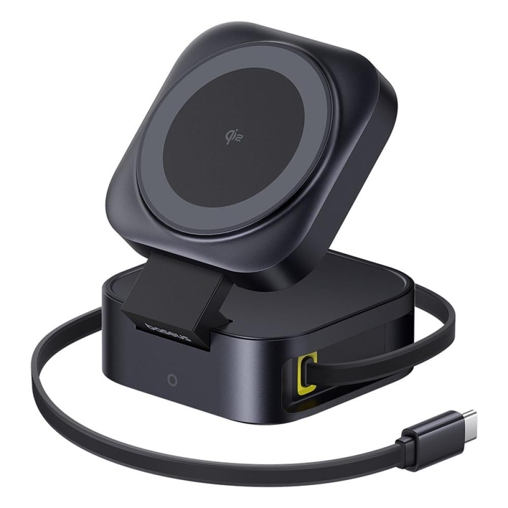 Зарядний пристрій BASEUS Qi2 15W 2 в 1 Magnetic Wireless Charger 67W Black
