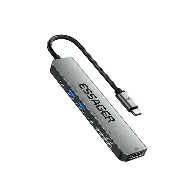 USB-хаб Essager HDMI 4K Type-C USB 3.2/USB 2.0 TF SD (100144)