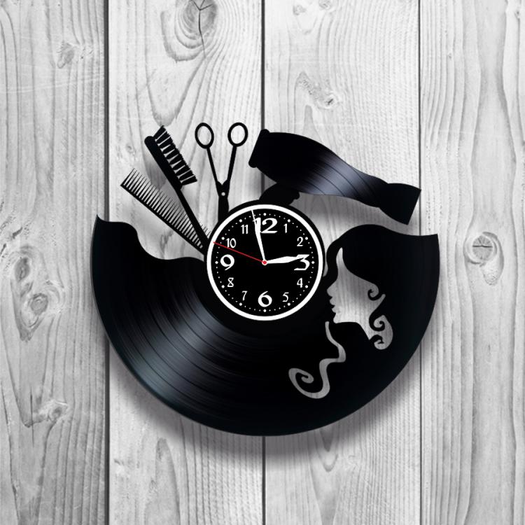 Часы настенные Парикмахерская 0191 из виниловой пластинки