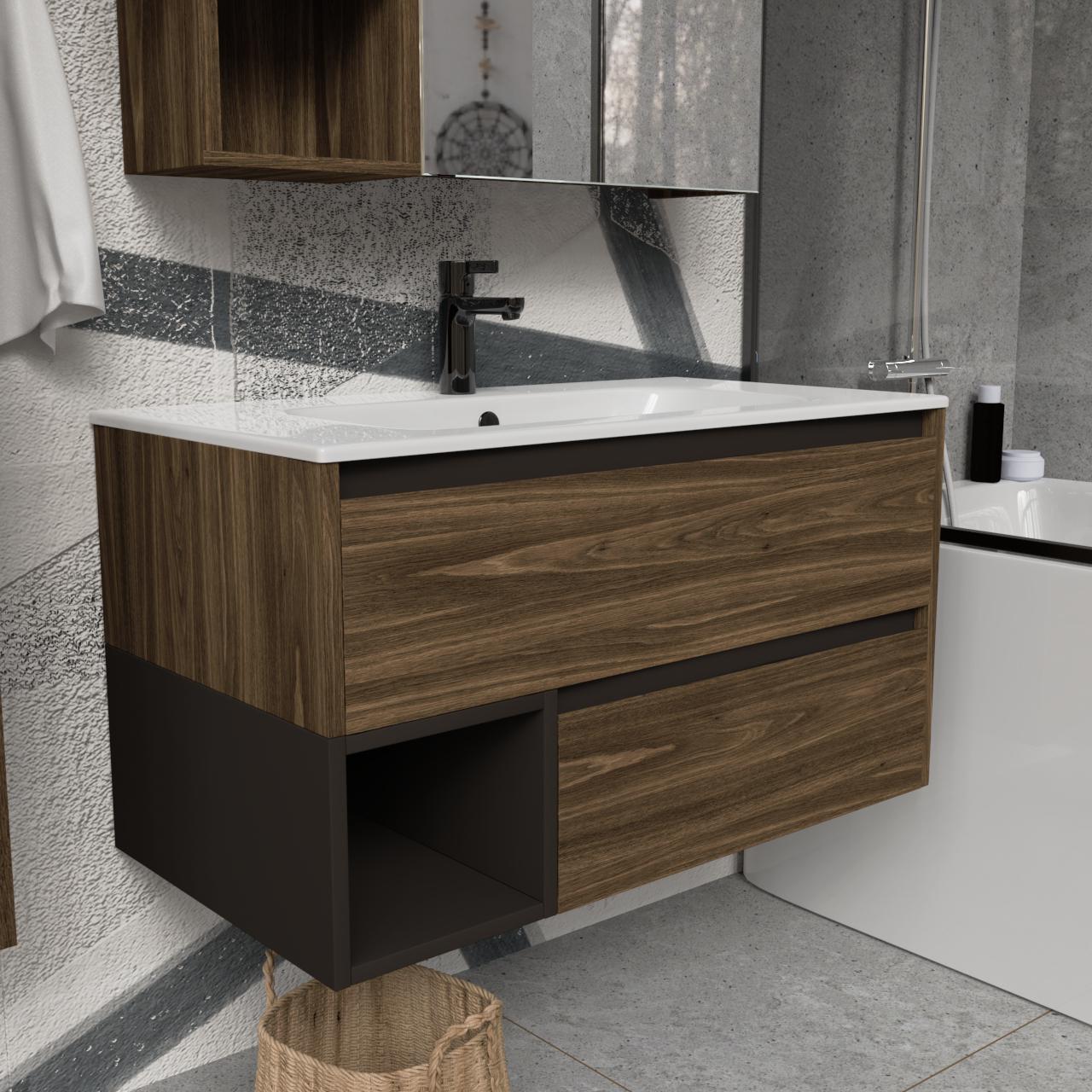 Тумба підвісна з раковиною MVK Vostok Craft 100 В2 1000х450х530 мм Дуб Бурбон (c2100br) - фото 2 Тумба підвісна з раковиною MVK Vostok Craft 100 В2 1000х450х530 мм Дуб Бурбон (c2100br) - фото 2