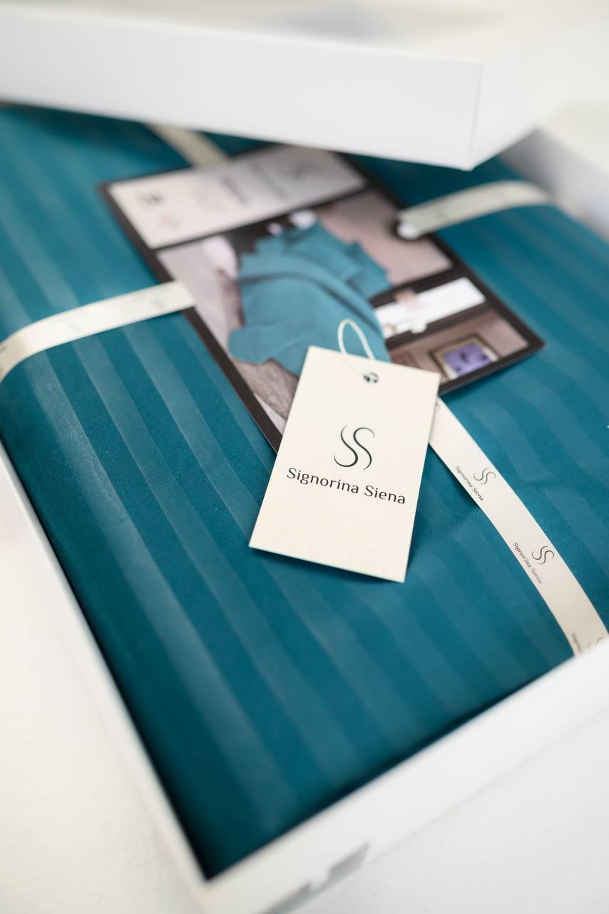 Комплект постільної білизни Signorina Siena зі страйп-сатину сімейний 50х70 см/70х70 см Смарагдовий (0012S) - фото 2