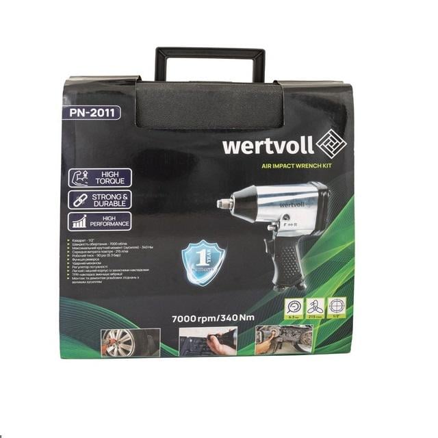 Гайковерт ударний пневматичний Wertvoll 1/2" 7000 об/хв 215 л/хв 6,3 bar 340 Нм реверс (PN-2011) - фото 11 Гайковерт ударний пневматичний Wertvoll 1/2" 7000 об/хв 215 л/хв 6,3 bar 340 Нм реверс (PN-2011) - фото 11
