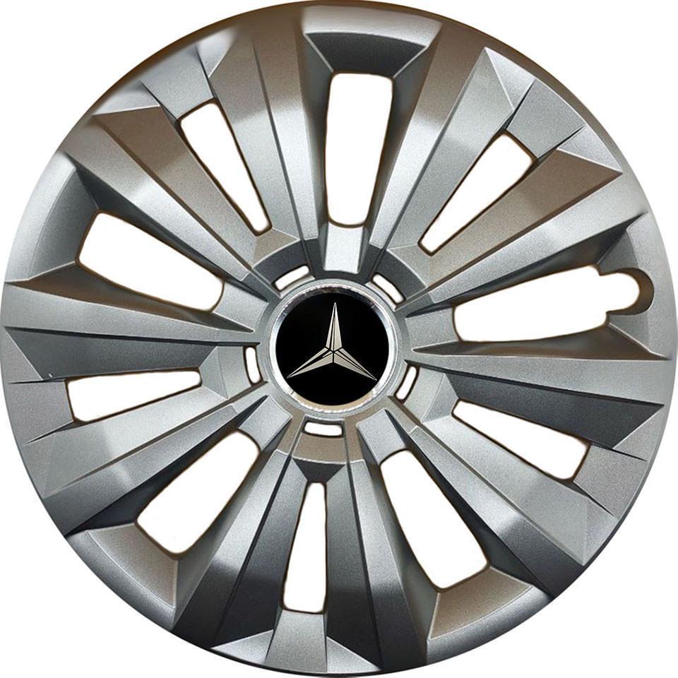 Колпаки SJS 346 з логотипом Mercedes-Benz R15 4 шт. Серебристый (2654556160)