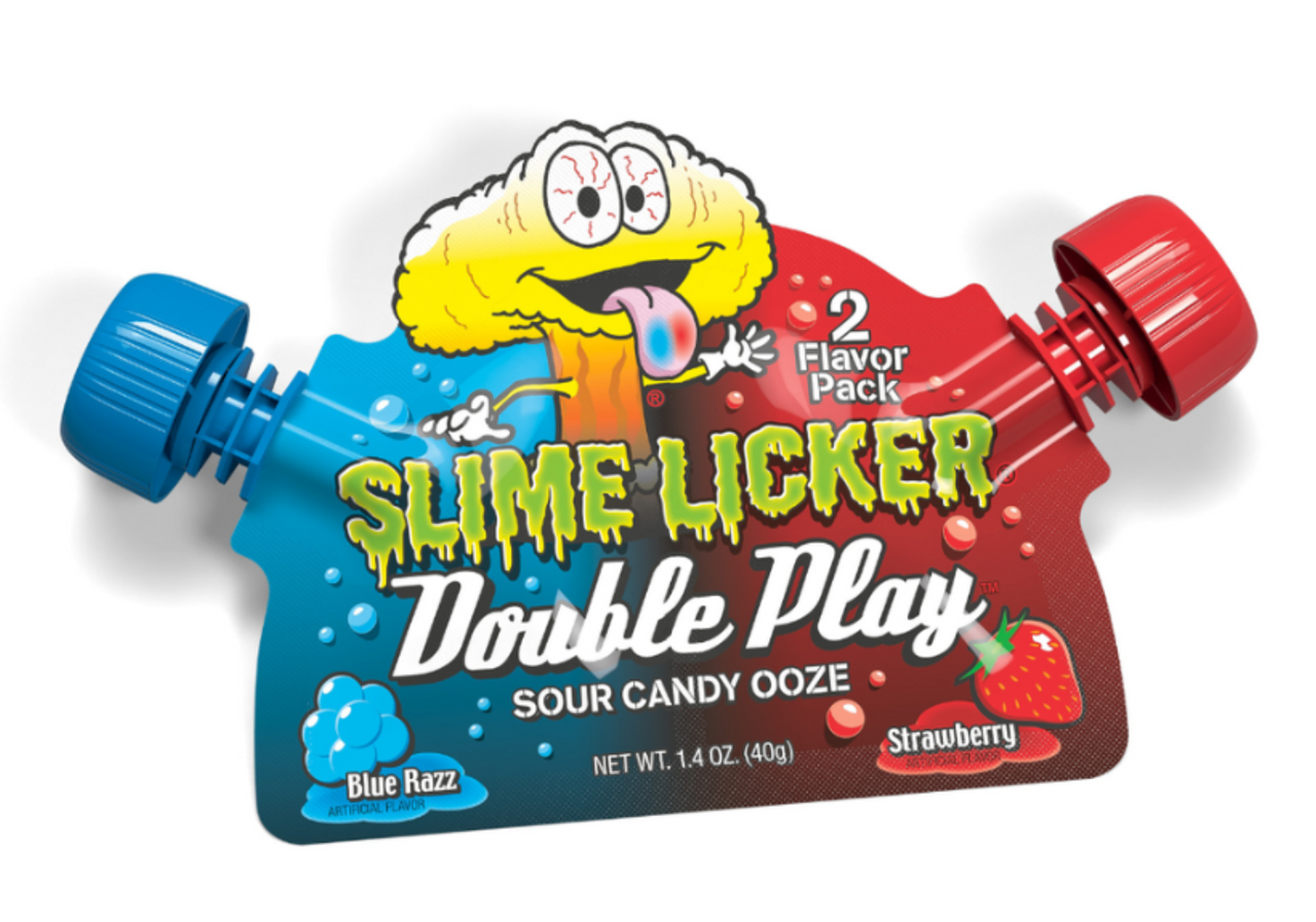 Цукерка кисла рідка Toxic Waste Slime Licker Double Play Sour Candy Blue Razz Strawberry 40 г (2545944260)