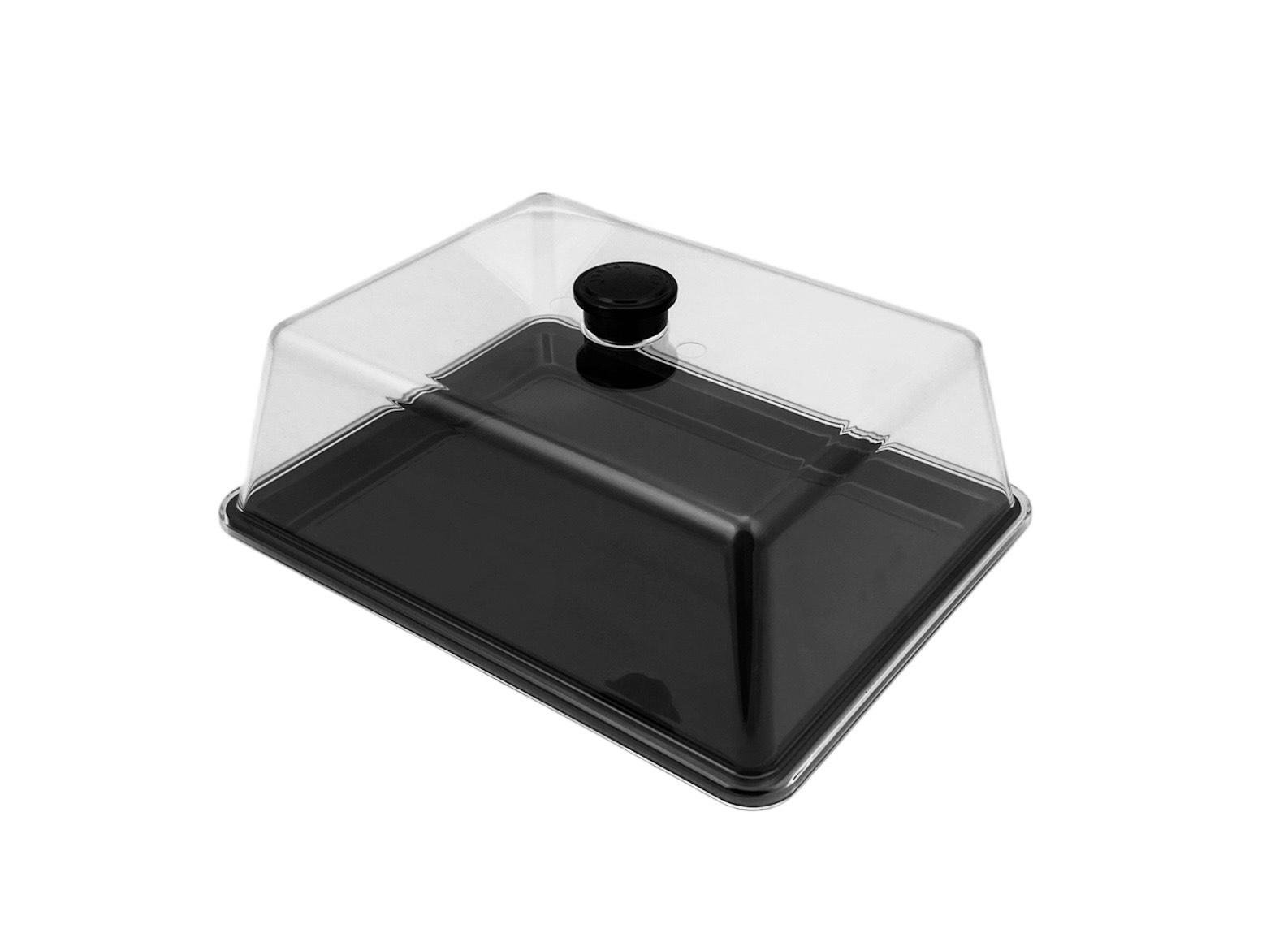 Крышка-колпак для блюд из поликарбоната прозрачная с ручкой 27х21х9 см - фото 3