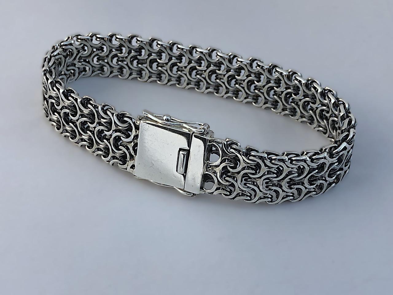 Браслет мужской серебряный двойной Рамзес с замком коробка р. 24