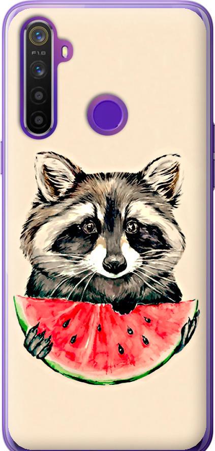 Чехол на Realme 6i Енотик с арбузом (4605t-2059-42517)