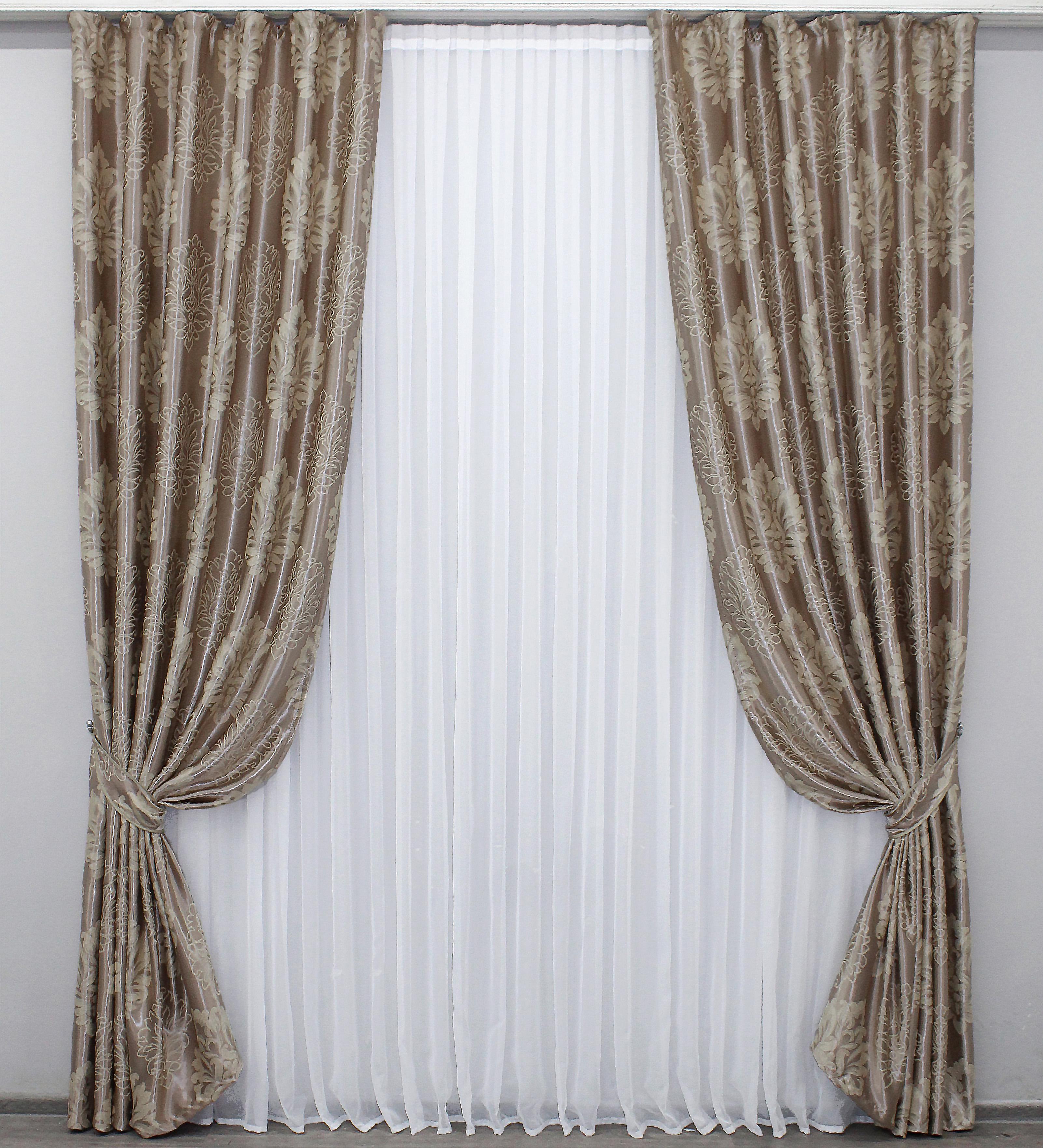 Комплект готовых штор VR-Textil Корона №1280ш А 100х270 см 2 шт. Бежевый (31-589)