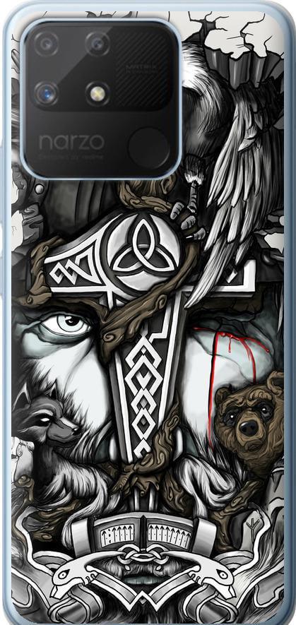 Чехол на Realme Narzo 50A Тату Викинг (4098u-2514-42517)