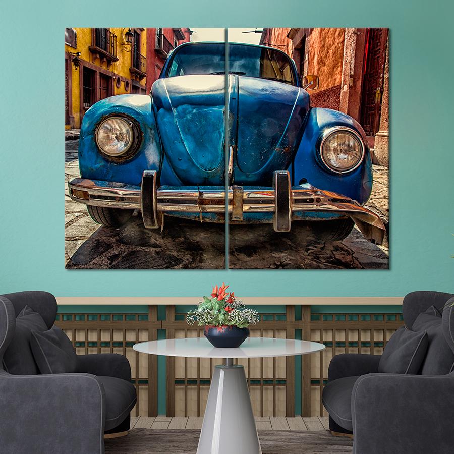 Картина Автомобиль Винтажный голубой автомобиль 71x51 см (A1203-2)