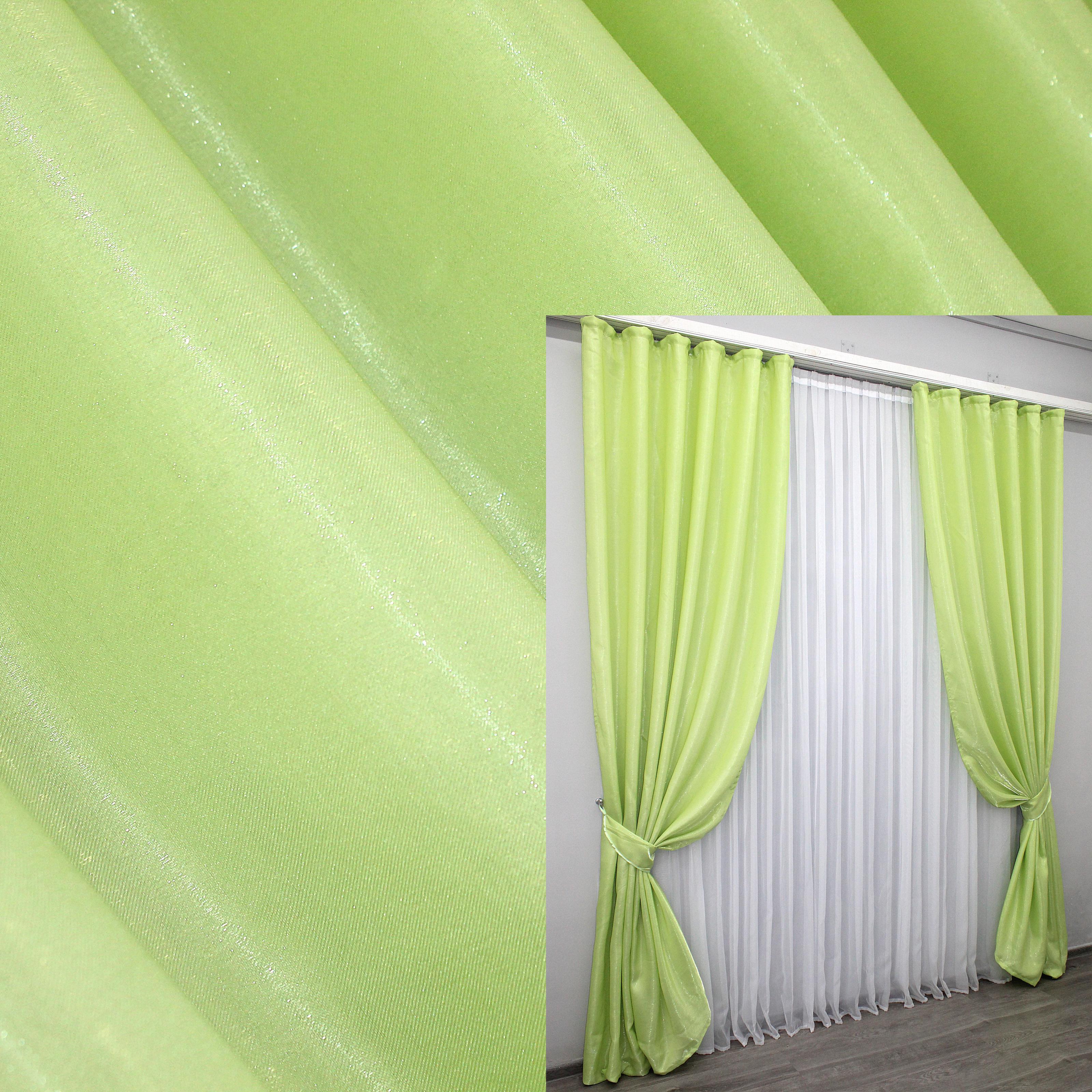 Комплект штор VR-Textil Атлас № 803ш монорей 150х270 см 2 шт. Салатовый (30-590) - фото 2