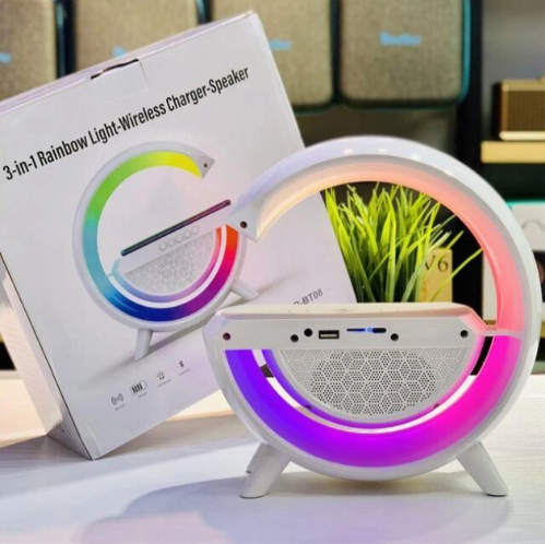 Нічник розумний RGB AS-K10 з бездротовою зарядкою для телефону Bluetooth колонкою і будильником 3в1 (10100) - фото 7