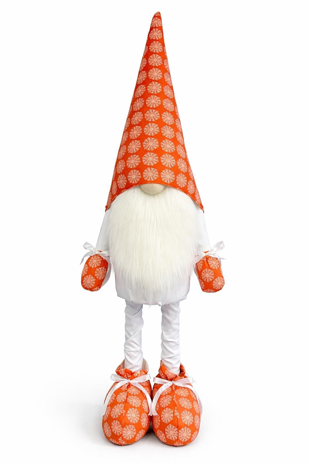 Лялька інтер'єрна Скандинавський гном принт Квітковий 90-95 см Помаранчений