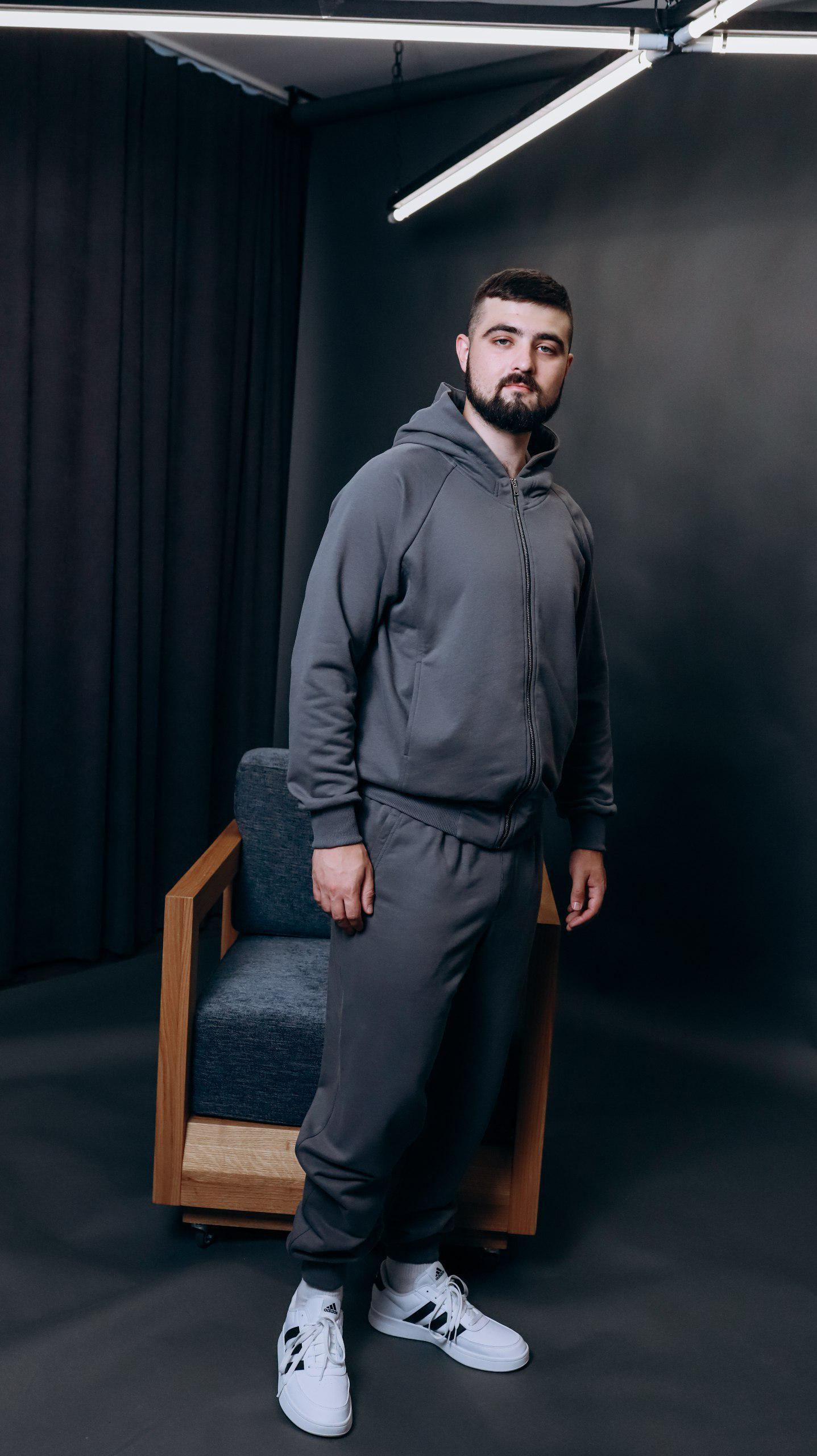 Костюм чоловічий Lookeriya толстовка та джогери тринитка XXL Графіт (31799030)