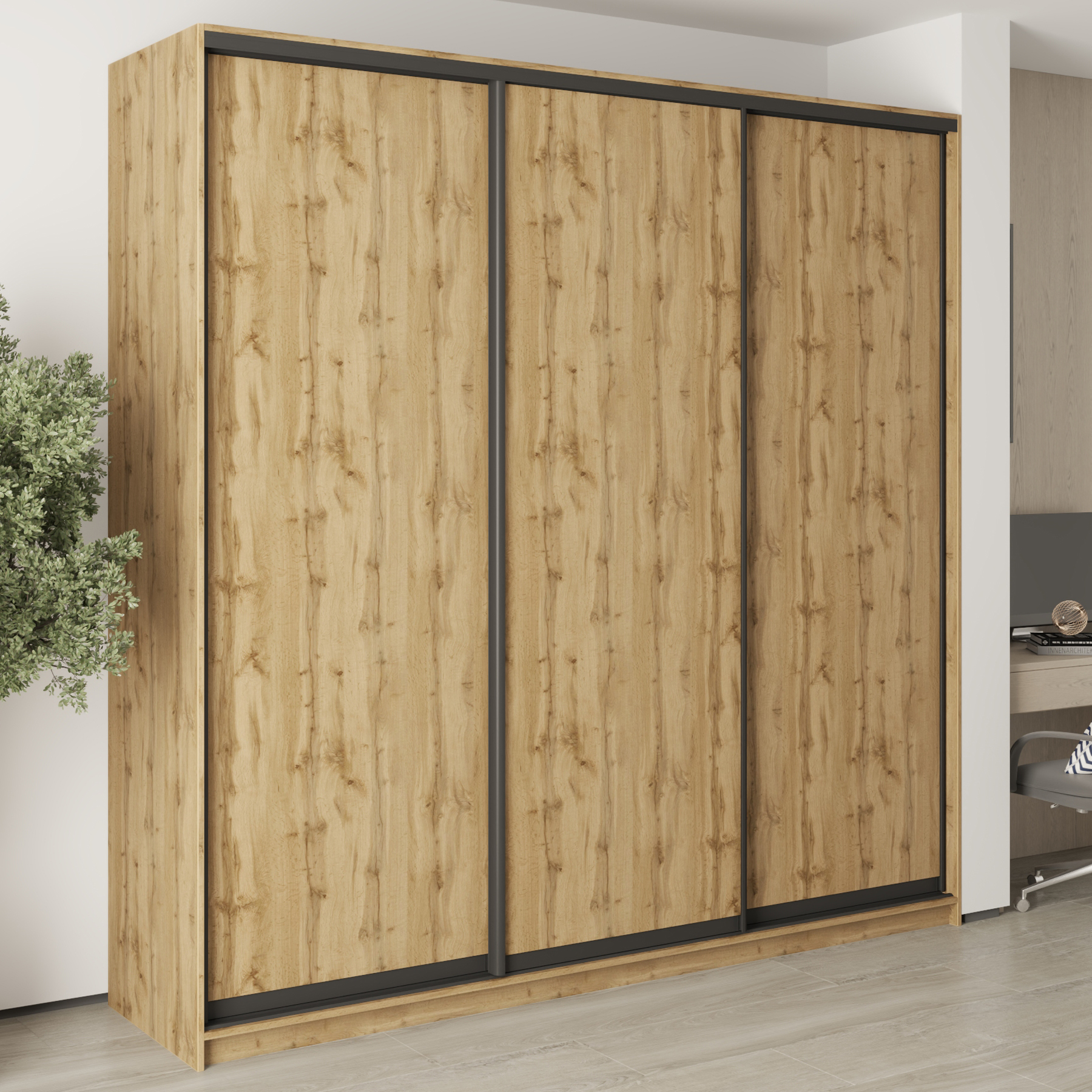 Шкаф-купе трехдверный Mebel Star Комбо BG MBS-9574 240х45х240 см Дуб тахо (1009563)