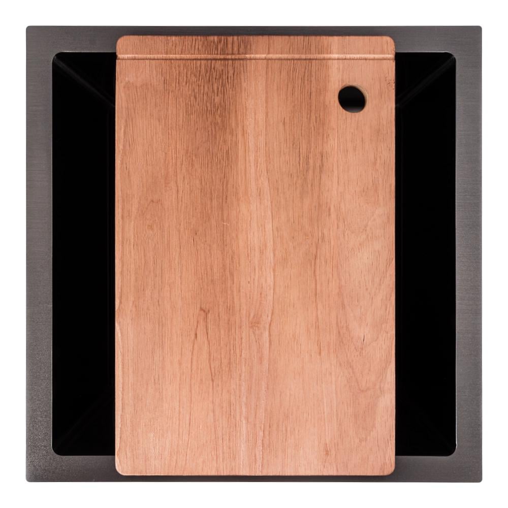 Кухонна мийка Valeso Handmade PVD СМ монтаж під стільницю 44х44 см Чорний - фото 7