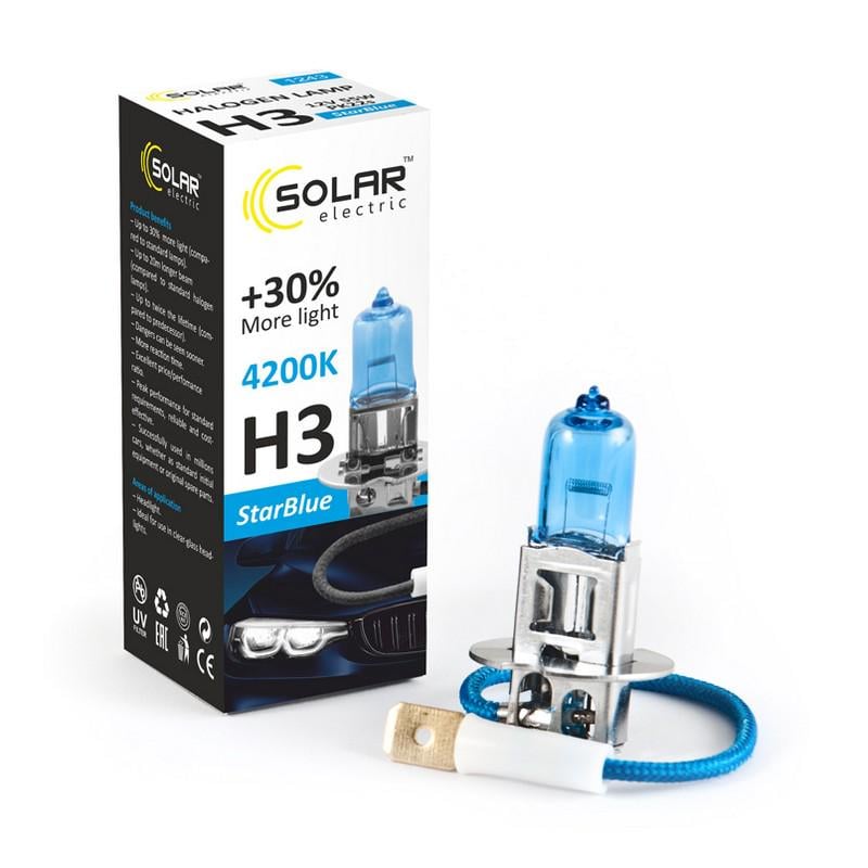 Автолампа галогенна Solar H3 12V 55W PK22s Star 4200K (1243) Blue