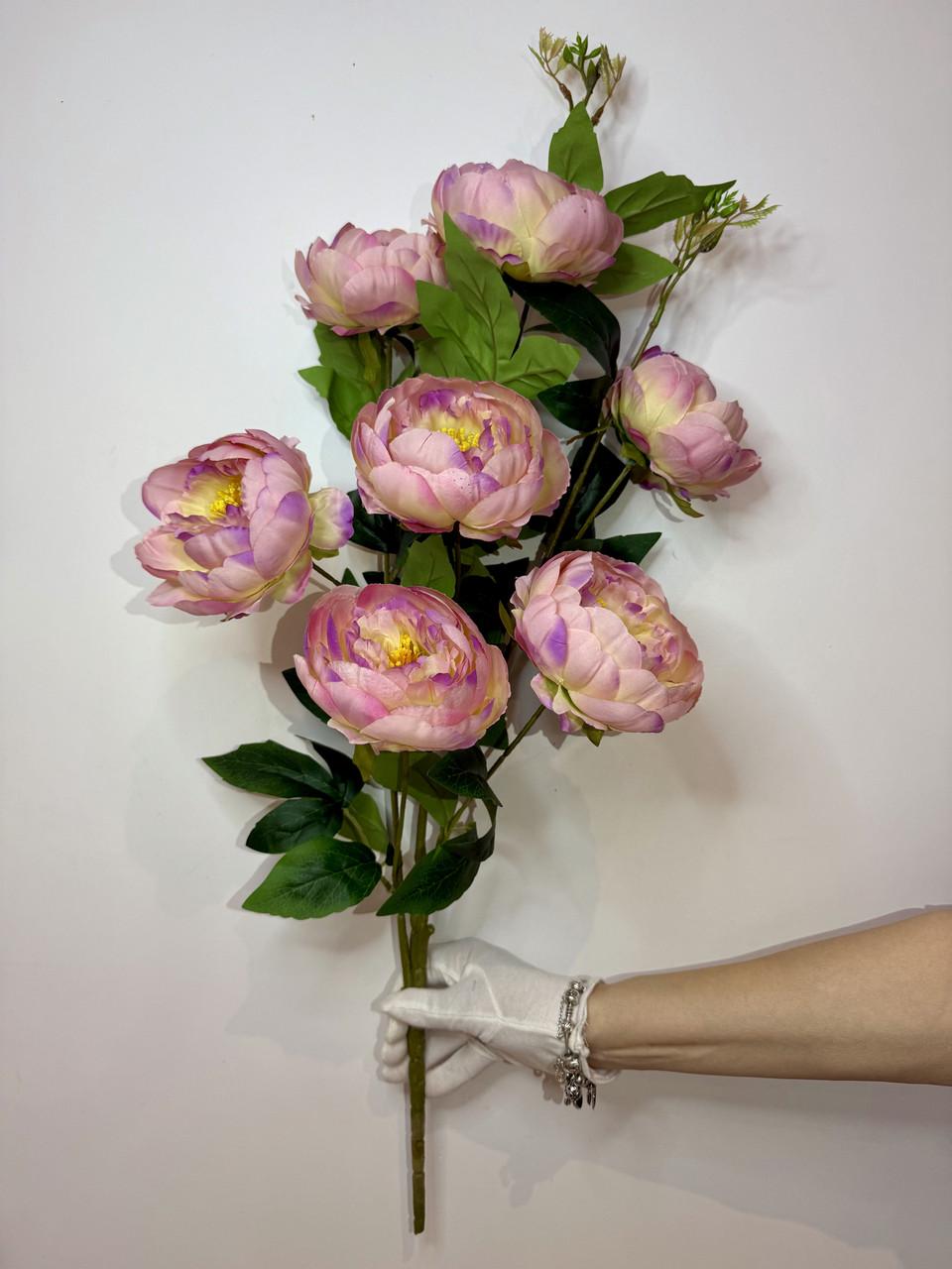 Искусственная ветвь пиона 7 голов 70 см Пудровый