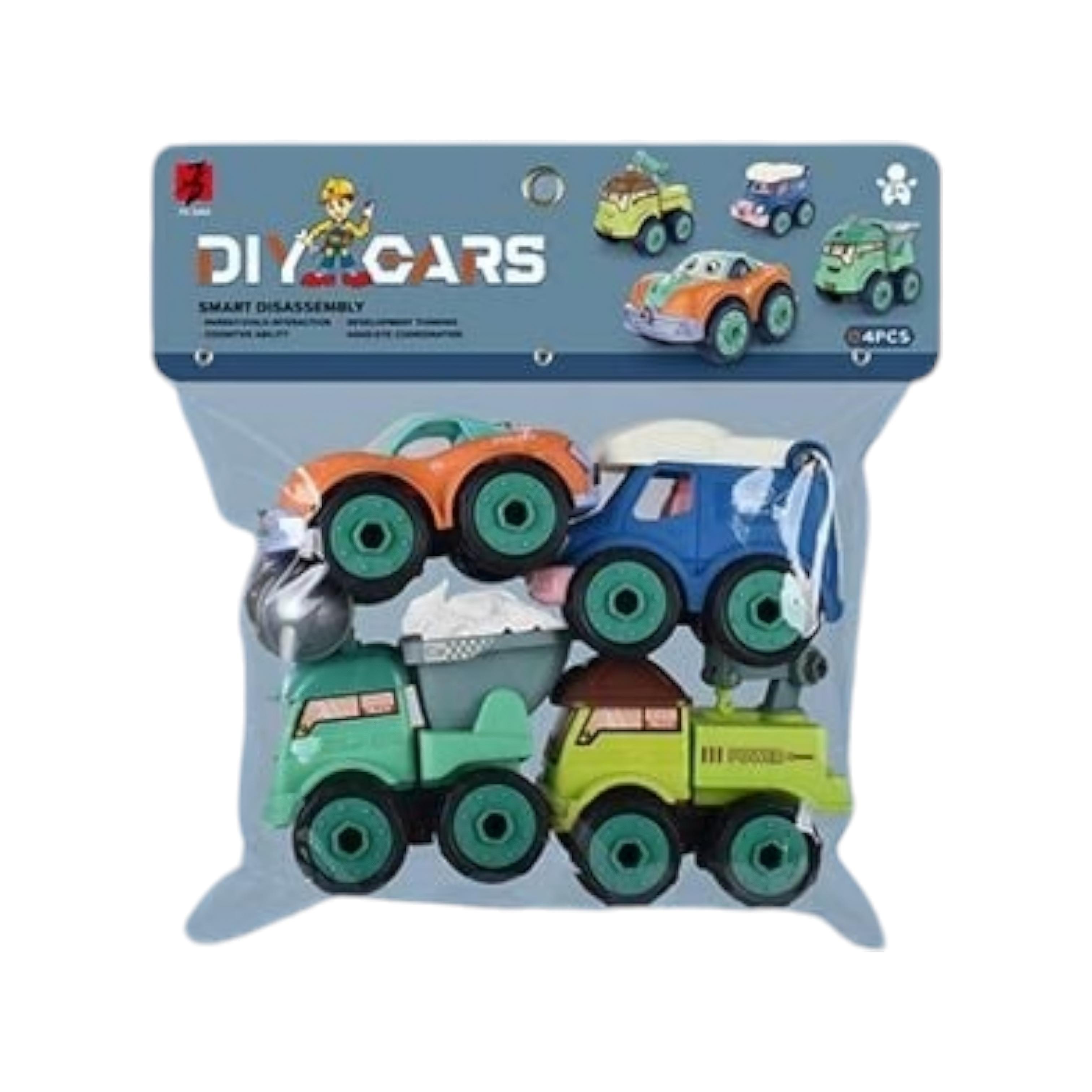 Набор машин JD 1899-13 A 4 машинки с конструктором и отверткой (28536148)