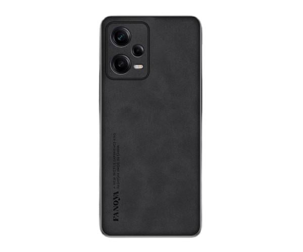 Кожаный чехол - накладка Fanoya для Xiaomi Redmi Note 12 Pro 5G Черный