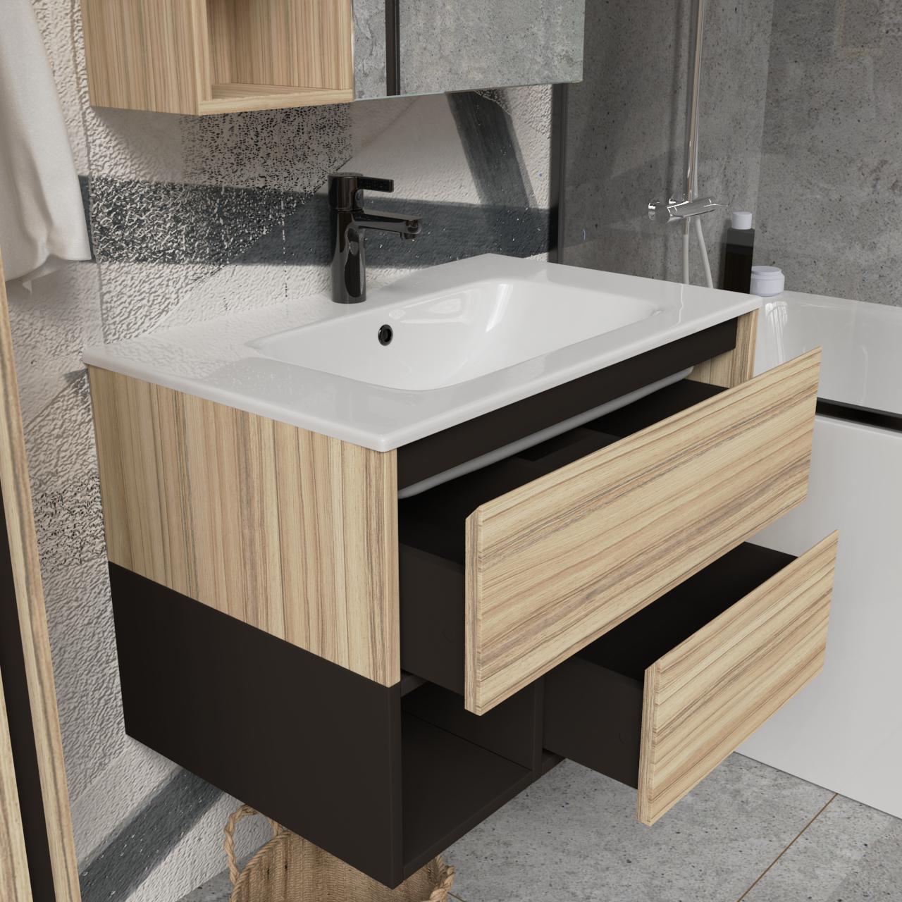 Тумба підвісна з раковиною MVK Vostok Craft 70 В2 700х450х530 мм Коко Боло (c270ko) - фото 3