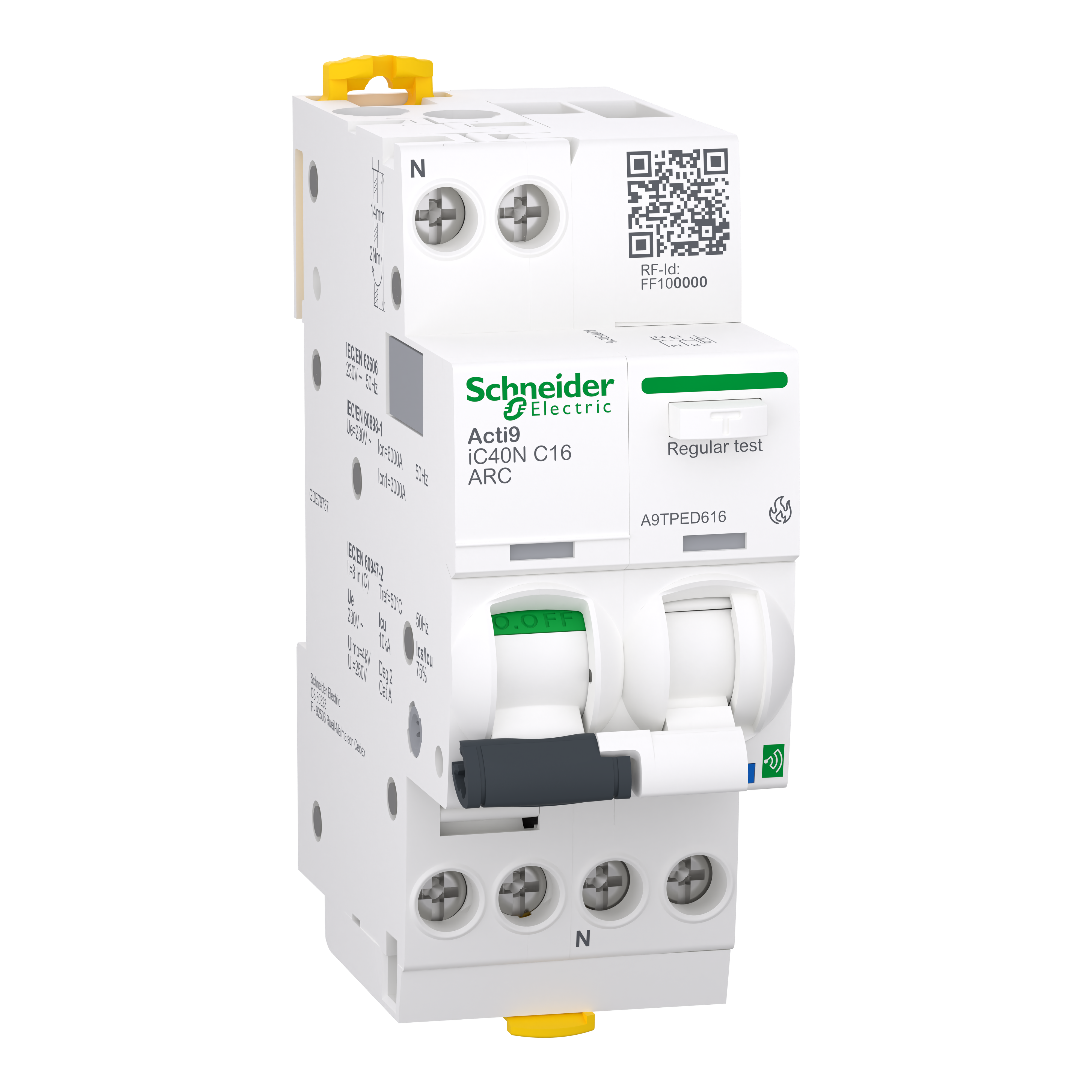 Пристрій захисту від дугового пробою Schneider Electric Active iC40N 1P+N 16A 6кА C (A9TPED616)